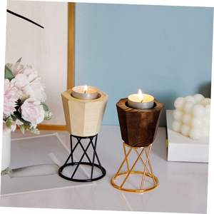 2pcs Octagon <b>Candle</b> Holder Cone Incense Holder Wood Decor Black sconces Christmas <b>Candle</b> Stand Candlestick Holders <b>tealight</b> Wax - Product Image 6