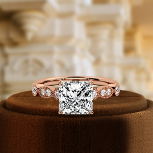 แหวนหมั้นเพชรเจียระไนทรงเจ้าหญิง 1 กะรัต แบบฝังเพชรครึ่งวง ตัวเรือนทองคำ 14k สีเหลือง แหวนแต่งงาน แหวนสัญญา ได้รับการรับรองจาก IGI - Product Image 1