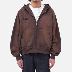 Sweat à capuche streetwear de luxe pour homme, 100% Coton, 2026, en molleton épais, coupe régulière, hiver, uni, brodé, effet délavé à l'acide et vieilli - Product Image 6