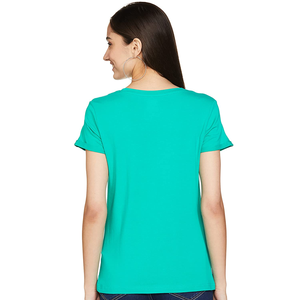Camiseta de marca para mujer, cómoda de verano, 100% algodón, cuello redondo, impresora personalizada, camiseta de Color sólido para mujer, exportación desde Bangladesh - Product Image 2