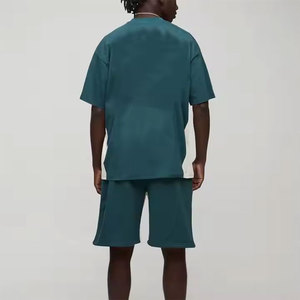 Qualité supérieure 100% coton 2 pièces hommes été décontracté Jogging survêtement Top vente imprimé T-shirt et short ensemble - Product Image 6
