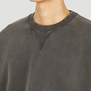 100% coton Vintage col rond de haute qualité surdimensionné col rond lavage à l'acide grande taille sweats à capuche et sweat-shirts pour hommes - Product Image 3