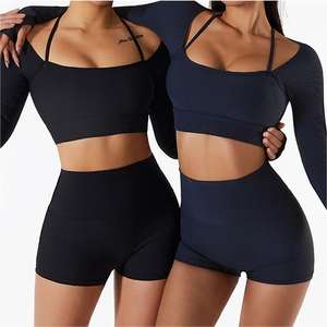 Low MOQ Women's Workout Wear T-Shirts Crop <b>Top</b> Long Puff Thumb Hole Sleeve Custom Crop <b>Top</b> for Fitness Sets - Product Image 6