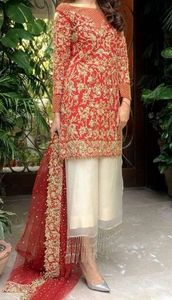 Magnifique KURTA LONG tendance avec pantalon orné de perles de verre cristal, DABKA, travail pour fête/mariage @ 2022 - Product Image 2