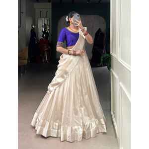 Cada pliegue Cada detalle Hecho a mano Honor Rich Beauty Southern Tradition Onam Especial Festivo Moderno Lehenga Choli Party Secado rápido - Product Image 1