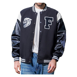 Chaqueta de béisbol con grafiti de cuero genuino de invierno para hombre con estilo, chaqueta de estilo universitario de chenilla bordada personalizada para hombre - Product Image 5