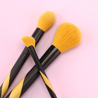 Kit de pinceaux de maquillage à manche bicolore noir et or, 10 pièces, pinceaux synthétiques doux pour le visage, les yeux et les lèvres