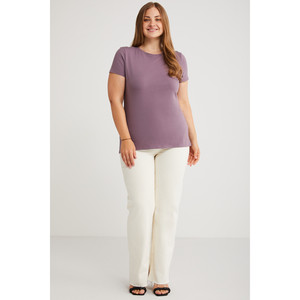 Camiseta Básica de Cuello Redondo y Corte Ajustado para Mujer, Talla Grande, Marca ETHIQUET Mayra - Product Image 2