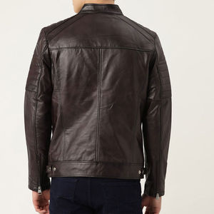Chaqueta de cuero para hombre de peso pesado para exteriores, chaqueta impermeable con cremallera para hombre, chaqueta personalizada de cuero de motorista para hombre 2025-26 - Product Image 3