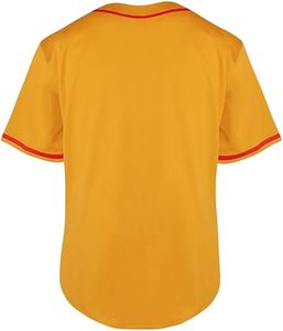 Maillot de baseball orange pour homme, manches courtes, col en V boutonné, couleur unie, respirant, polyester, uniforme toutes saisons, coupe classique, personnalisable - Product Image 2