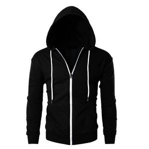 Sweat à capuche en molleton de coton épais de haute qualité pour hommes Vintage Distressed Zipper Design Casual Print Pattern pour l'hiver et l'automne - Product Image 1