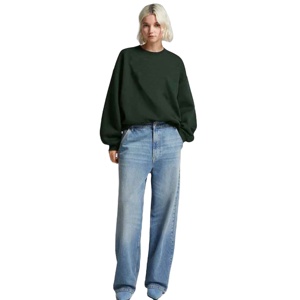 Men's Heavyweight Winter Sweatshirt Essentials <b>Sherpa</b> <b>Lined</b> Terry Fabric Crew Neck Embroidered 100% Organic Cotton - Product Image 2