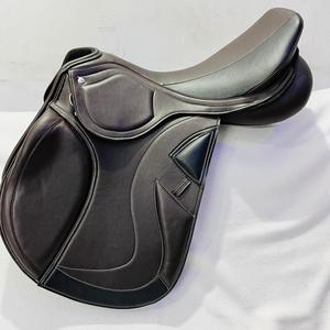 Synthetic <b>Leather</b> Dressage Jump Saddle High <b>Cushion</b> Seat Plastic Tree Frame Soft Foam Padding | Lightweight Water-Resistant | - Product Image 1