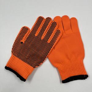 ถุงมือผ้าฝ้ายแบบถักข้อมือเต็มผืน กันลื่น สีส้ม สำหรับงานทั่วไป - Product Image 3