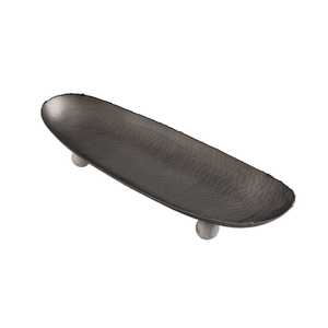 Bandeja Ovalada de Metal, Bandeja de Servicio Plateada de Primera Calidad, Diseño Moderno, Apta para Lavavajillas, Platos para Cocina y Bodas - Product Image 1