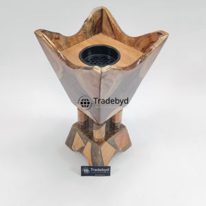 Tradebyd Designer Wood Hand-made Pine Bakhoor Burner Modern <b>Oud</b> <b>Incense</b> Holder for Luxury Home Decor - Product Image 4
