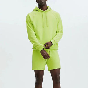 Customized Wholesale Price Custom Hoodies <b>Shorts</b> <b>Sets</b> 2025 Heavy 100% Cotton <b>Men</b> Green <b>Hoodie</b> <b>Short</b> Tracksuit - Product Image 3