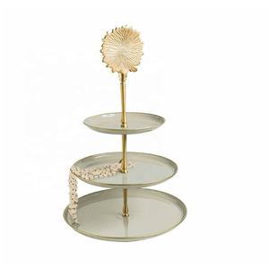 Nouvel arrivage Support à gâteau en métal enduit de poudre à 3 niveaux en aluminium et acier fait à la main Supports à gâteau aux fruits Outils à gâteau d'Inde - Product Image 1