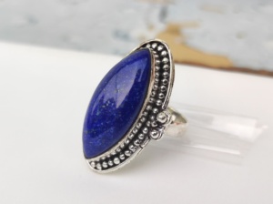 Diseñador hecho a mano 925 plata esterlina Marquesa anillo diamante joyería fina para mujer boda fiesta de compromiso con lapislázuli - Product Image 5