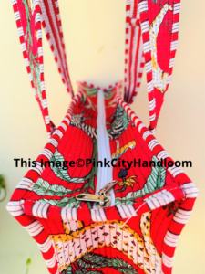 Eco Friendly <b>Shopping</b> Tote <b>Bag</b> Large Capacity Quilted Grocery <b>Bags</b> Floral Block Printed Washable Travelling <b>Bag</b> - Product Image 4