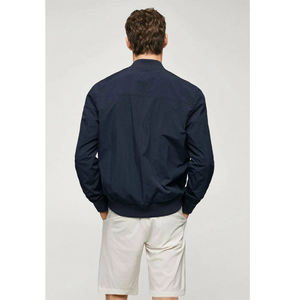 Chaqueta Bomber Azul Marino para Hombre, Cierre de Cremallera, Cuello Alto, Estilo Casual, Material de Poliéster, para Otoño - Product Image 5