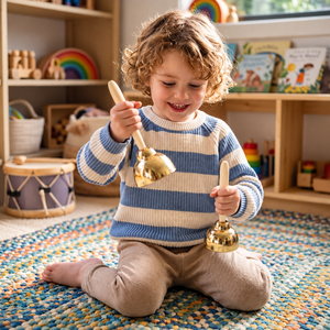 Campana de mano con mango de madera y construcción de madera y metal, fácil de sostener para la educación Orff |   Midex Orf-ZL-35 (2 Piezas) - Product Image 2