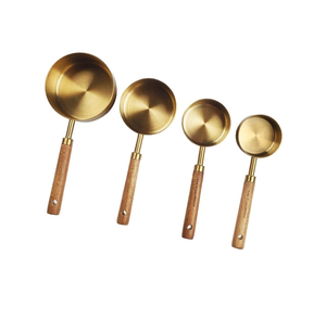 Brass <b>Measuring</b> Cups and <b>Spoons</b> With Wooden Handle for Dry/Liquid Ingredients Baking Used <b>Measuring</b> <b>Spoon</b> - Product Image 5