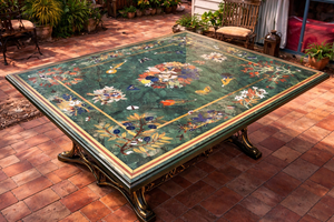 Table de chevet en marbre vert avec incrustation de nacre, artisanat personnalisé, art populaire indien, modèle Pietra, pour la Saint-Valentin - Product Image 2