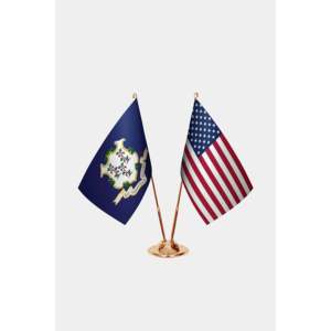 Drapeaux du Connecticut et des États-Unis imprimés numériquement avec mât en aluminium - Product Image 2