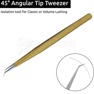 Pince à cils avec logo personnalisé avec pointe incurvée et précision pour les travaux d'extension de cils - Product Image 2