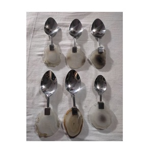 Cuchara de Cubiertos de acero inoxidable con PVD chapado en oro para Hotel Cuchara de cubiertos de ágata de lujo de tamaño personalizado con esmalte para el hogar - Product Image 2