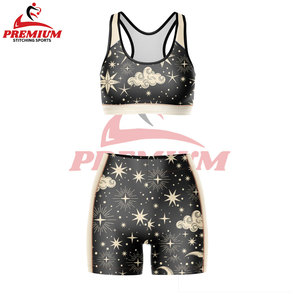Ropa deportiva con logotipo personalizado para mujer, ropa de entrenamiento físico de cintura alta, conjuntos de Yoga de dos piezas, Conjunto de sujetador y mallas para yoga - Product Image 3