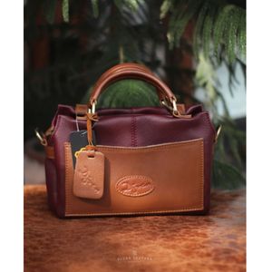Bolso de mano de cuero genuino de lujo para mujer con correa de hombro ajustable elegante bolso de mano marrón elegante bandolera Indonesia - Product Image 1