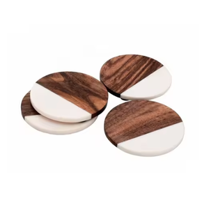 High Quality Durable Handmade Marble & Wood <b>Coasters</b> Unique Design <b>Heat</b> Resistant Waterproof Perfect for Home Office Hotels Use - Product Image 3