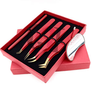 ที่คีบปลายสีทองเคลือบผงกระจกสีแดงอุปกรณ์เสริมความงามที่แตกต่างกันแบบมืออาชีพใหม่ - Product Image 6