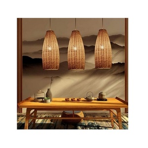 Lámpara colgante de bambú con forma de farol, accesorio de iluminación de mimbre Natural, tejido a mano, E27 - Product Image 3