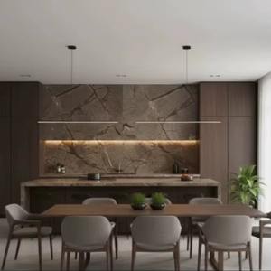 Losas de Mármol Marrón Selva Tropical, Modernas, Pulimentadas, Ecológicas, para Interiores, Apartamentos, Hoteles, Pisos, Cocinas, Salas de Estar, Comedores, Exteriores - Product Image 4