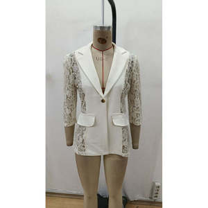 Veste en satin à manches longues pour femme, avec poignets Truvakar, boutonnée sur le devant, avec poches et dentelle, 33142 - Blanc - Product Image 4