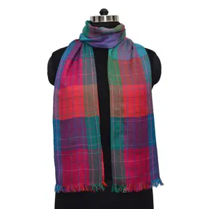 高品質冬チェック柄スカーフ女性ロングウォームスカーフ厚手ショール100% ウールスカーフ