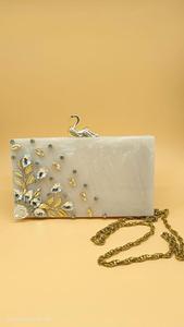 custom made ocean blue coloured resin clutches with embellished crystals for fashion accessory stores for resale - Product Image 5