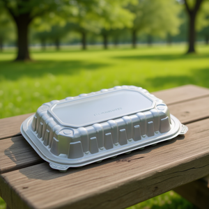 Boîte à lunch transparente et noire 9'' x 6'' pour transporter aliments et boissons - Product Image 3