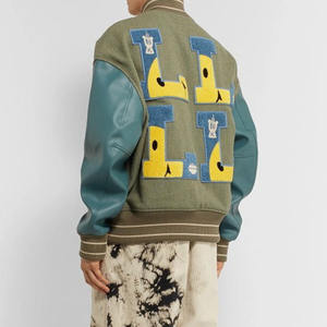 แจ็กเก็ตทีมชาตินักกีฬาสำหรับผู้ชายแจ็คเก็ตบอมเบอร์แจ็คเก็ตลายตัวอักษรเลตเทอร์แมนมหาวิทยาลัยเบสบอล - Product Image 3