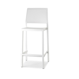 Stackable Counter <b>Stool</b> in Technopolymer with Backrest and Footrest, <b>Seat</b> Height 65 cm, Outdoor Bar Cafe Made in Italy - Product Image 1