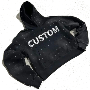 เสื้อฮู้ดซิปผู้ชายสไตล์วินเทจ Y2K ผ้าหนา 400gsm แต่งลายปักแบบดิสเทรส ประดับคริสตัล ทรงบ็อกซี่แบบครอป ดีไซน์ทันสมัย ผลิตจากผ้าฝ้าย 100% พิมพ์ลายดิจิทัล - Product Image 1