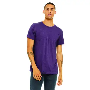 52% Airlume – T-Shirt à manches courtes en coton peigné et à anneau, 48% Poly 32 simple 4.2 oz Heather Team violet unisexe CVC
