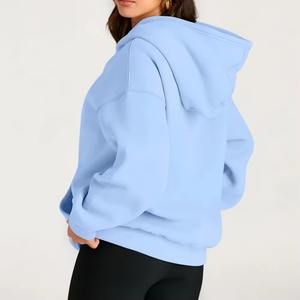 New Arrival Women Winter Oversized Drop Shoulder <b>Fleece</b> <b>Hoodies</b> Streetwear Pullover Style Customized Logo Printing - Product Image 2