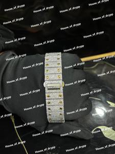 Reloj de pulsera de acero inoxidable con diamantes incrustados, esfera árabe, automático, de lujo, estilo hip hop para hombre. - Product Image 3