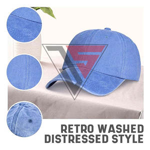 Casquette de sport personnalisée pour adultes lavés à l'acide en détresse 100% coton tissu professionnel 6 panneaux bande de type plus proche avec boucle - Product Image 2