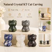 Sculpture de chat en cristal KT, figurine d'animal en pierre naturelle sculptée à la main pour la décoration et l'exposition sur le bureau, l'étagère ou dans la pièce