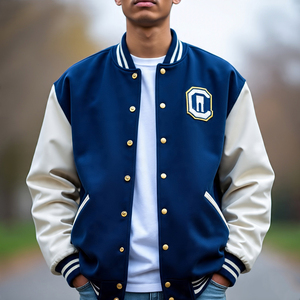 2024 ropa de calle letras bordadas Varsity chaqueta y abrigo mangas de cuero para hombre bombardero béisbol Varsity prendas de vestir exteriores para hombre - Product Image 6